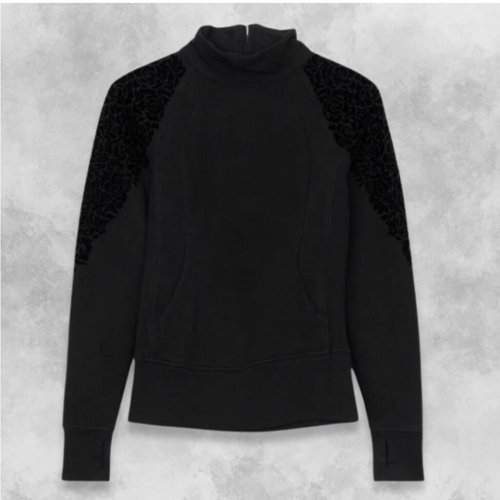 lululemon athletica Black Cowl Neck Sweater with Lace Shoulders